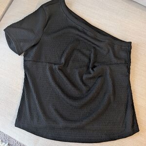 Ashley Stewart Black Textured Blouse